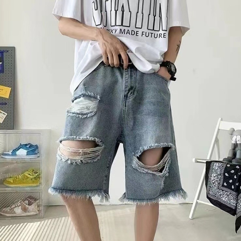 Street Fashion Hong Kong - Modne, stylowe męskie szorty jeansowe z