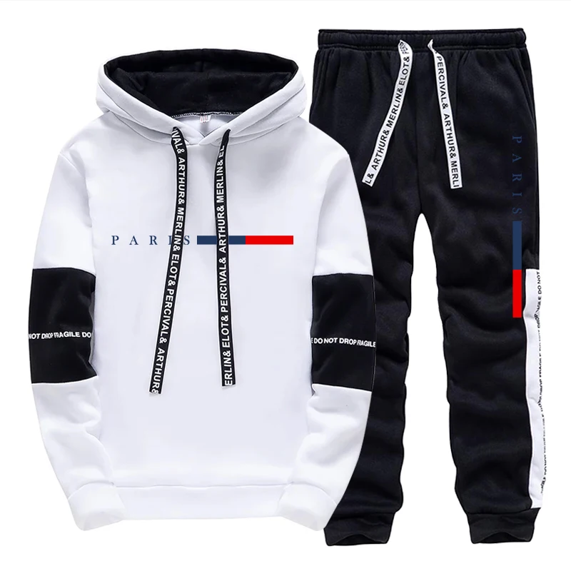 Street Fashion Style - Męski Zestaw/Bluza z Kapturem/Spodnie Moda Paryż